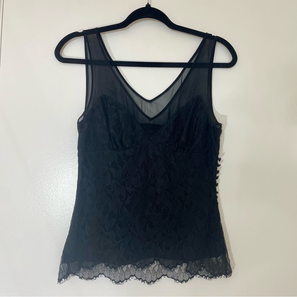 BCBGMaxAzria Black Lace Top with Silk Lining